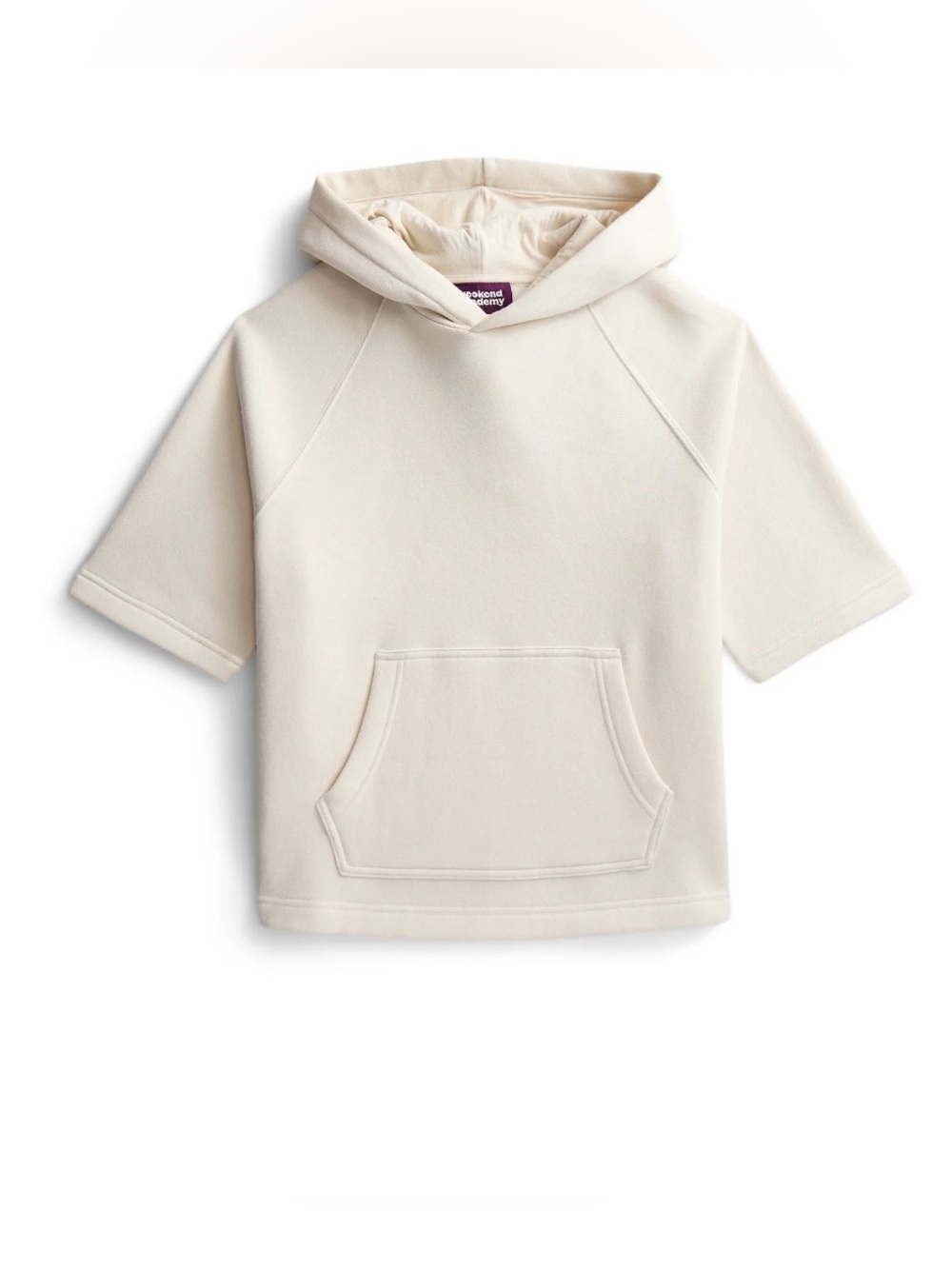 NEW WEEKEND ACADEMY Fleece Hoodie with Short Sleeves XL 14 - 16 Birch Boy’s - Picture 2 of 16